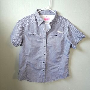 Habit Large 40+ Solar Factor Fishing Plaid Button Up Vented Shirt Womens